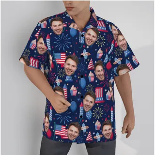 4th Of July Custom Face Hawaiian Shirt For Men