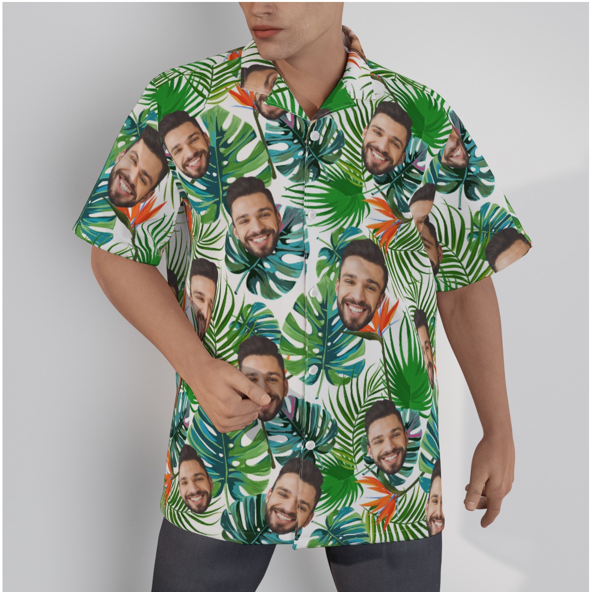 Funny Custom Face Tropical Hawaiian Shirt For Men - variant image 1