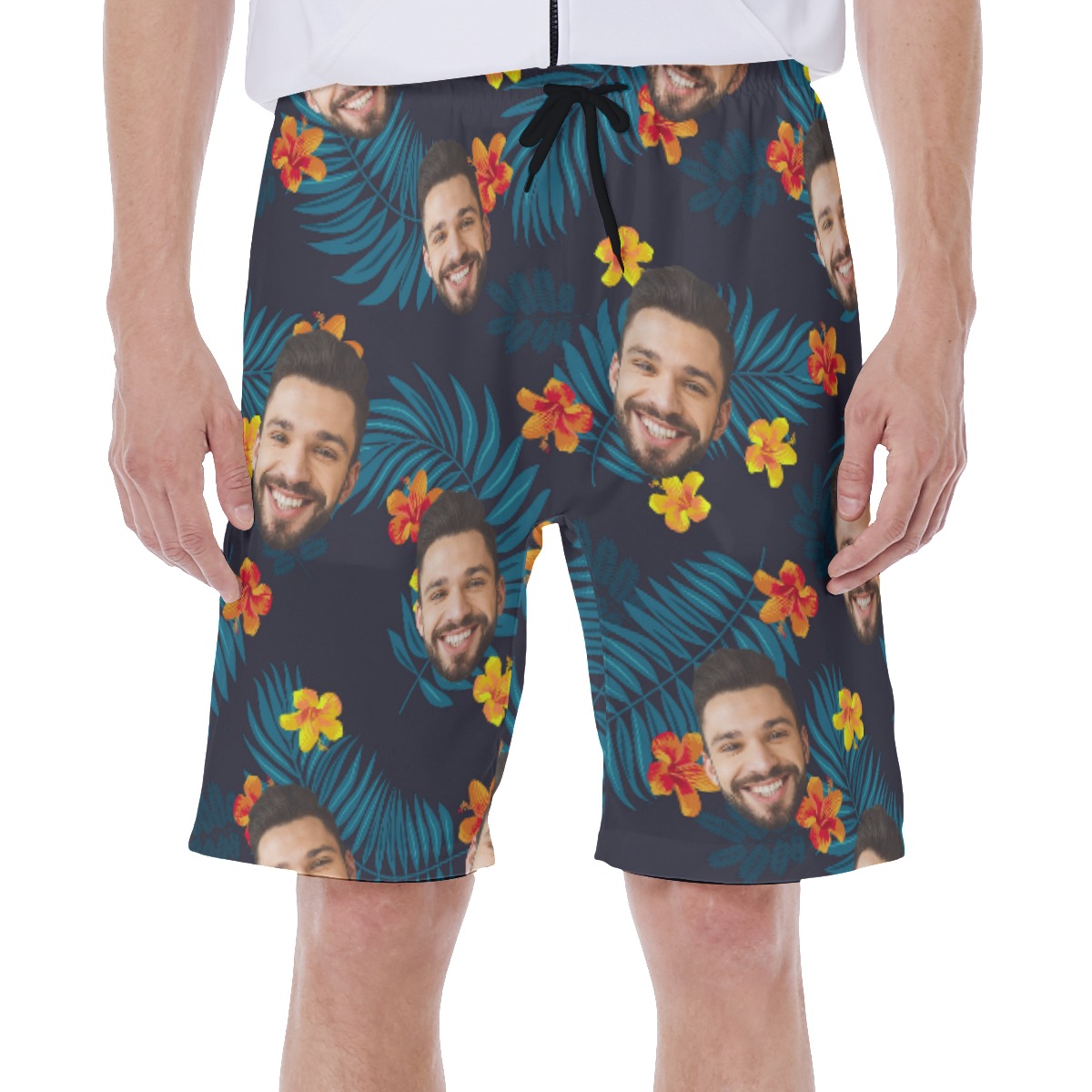 Tropical Multiple Custom Face Men's Swim Trunks - variant image 1