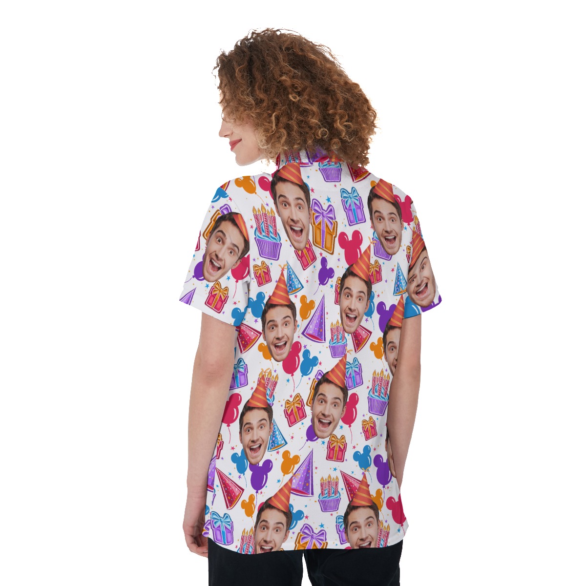 Women's Custom Face Hawaiian Polo Shirt For Birthday