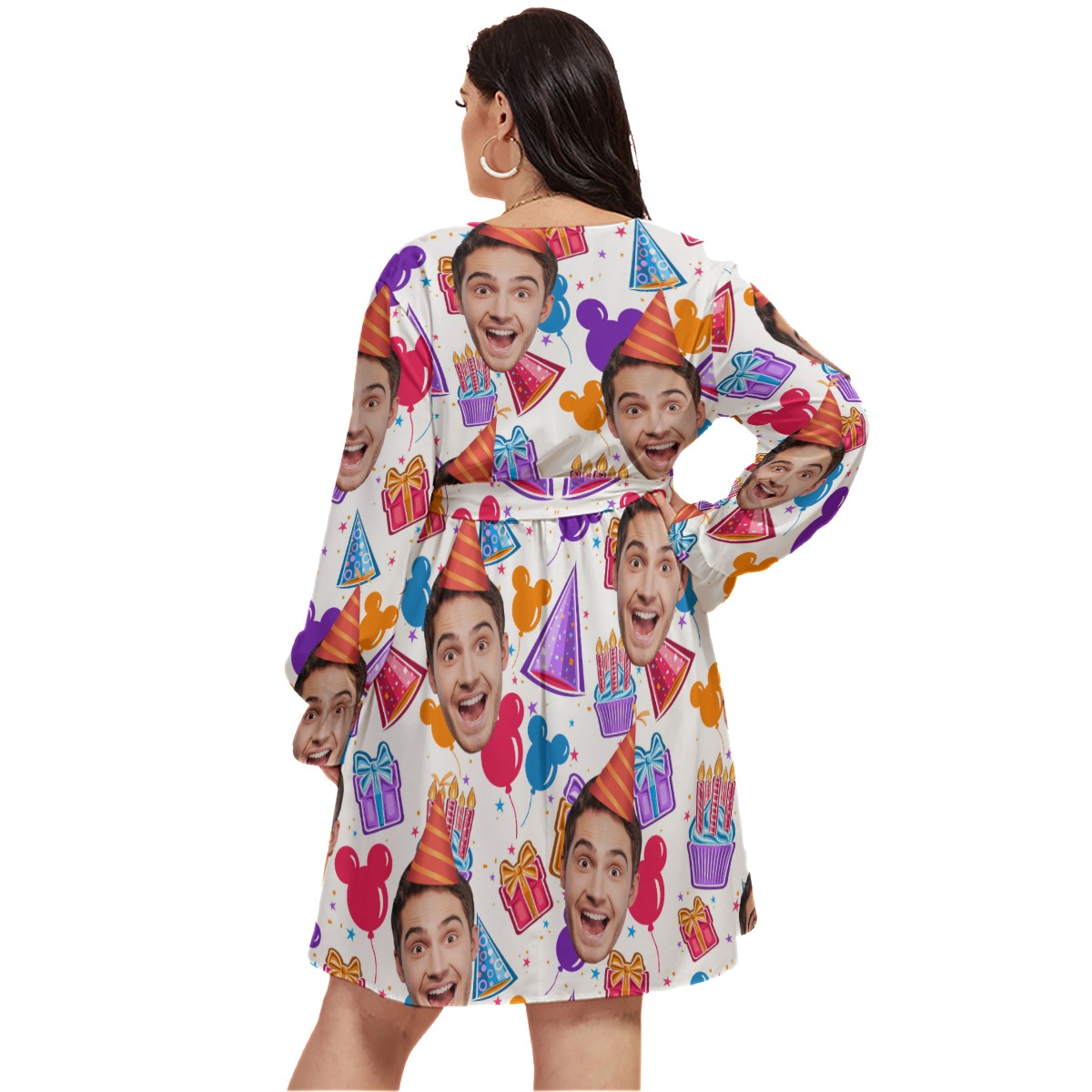 Happy Birthday Personalized Hawaiian V-neck Oversized Dress