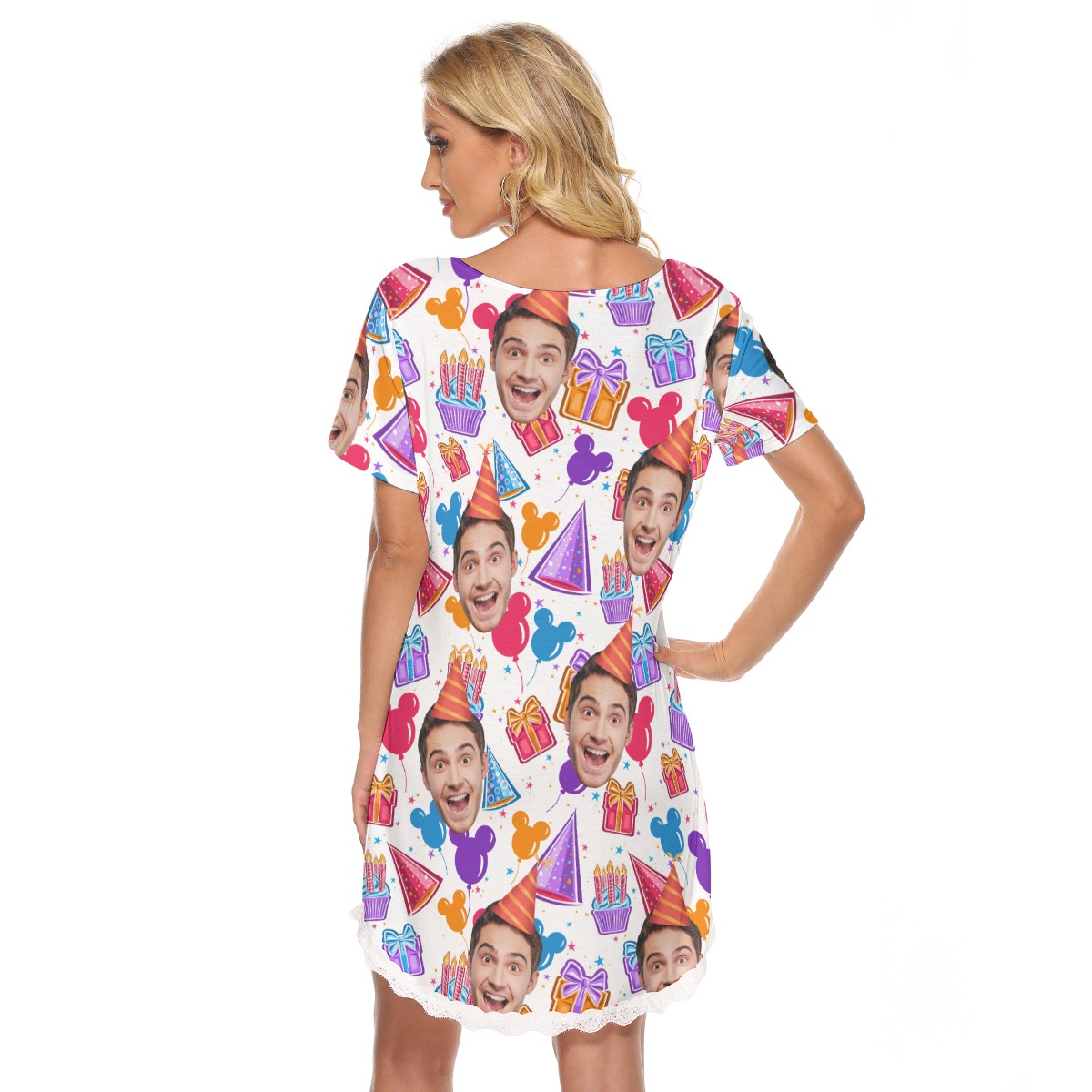 Custom Face Birthday Hawaiian Lace Dress For Women