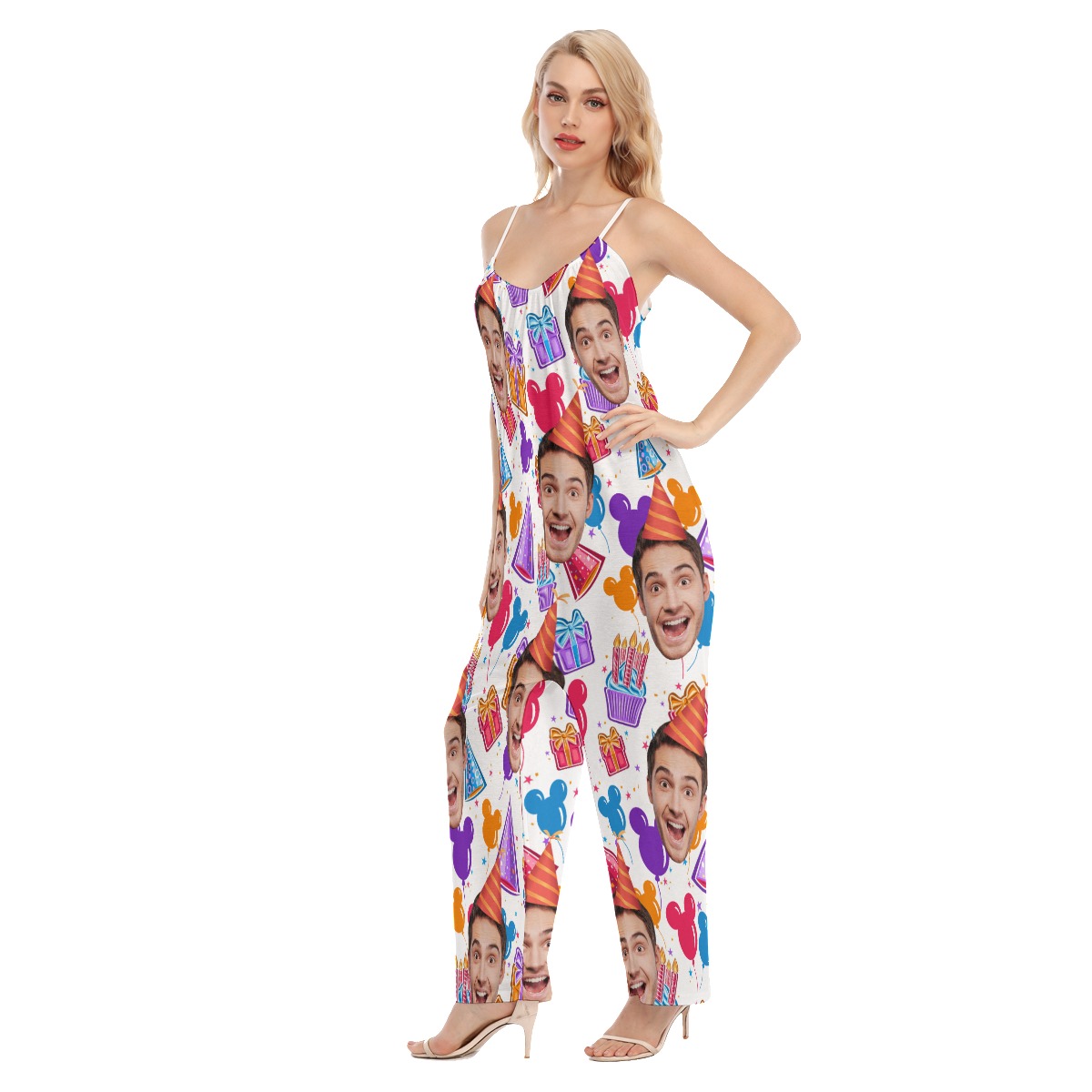 Custom Face Happy Birthday Women's Hawaiian Jumpsuit