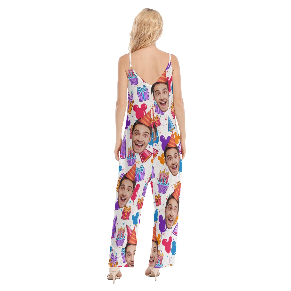 Custom Face Happy Birthday Women's Hawaiian Jumpsuit
