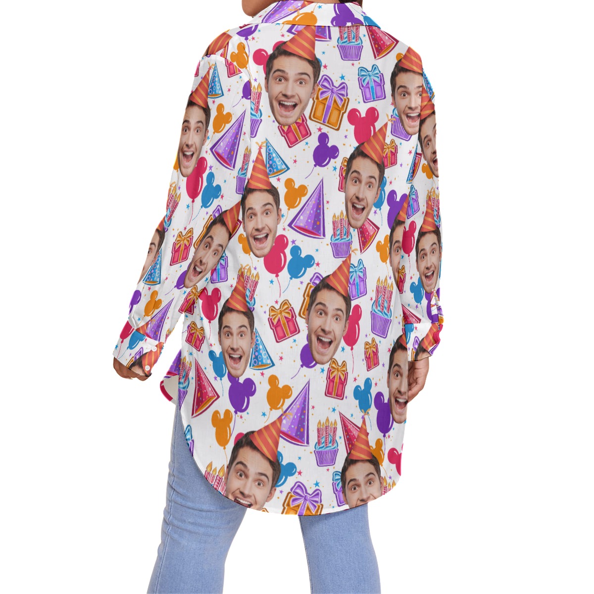 Funny Birthday Custom Face Plus Size Women's Hawaiian Shirt