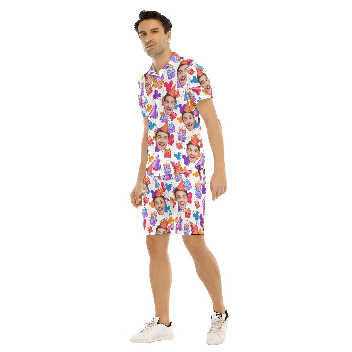 Men's Happy Birthday Custom Face Hawaiian Shirt Set