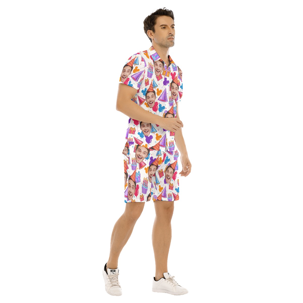 Men's Happy Birthday Custom Face Hawaiian Shirt Set