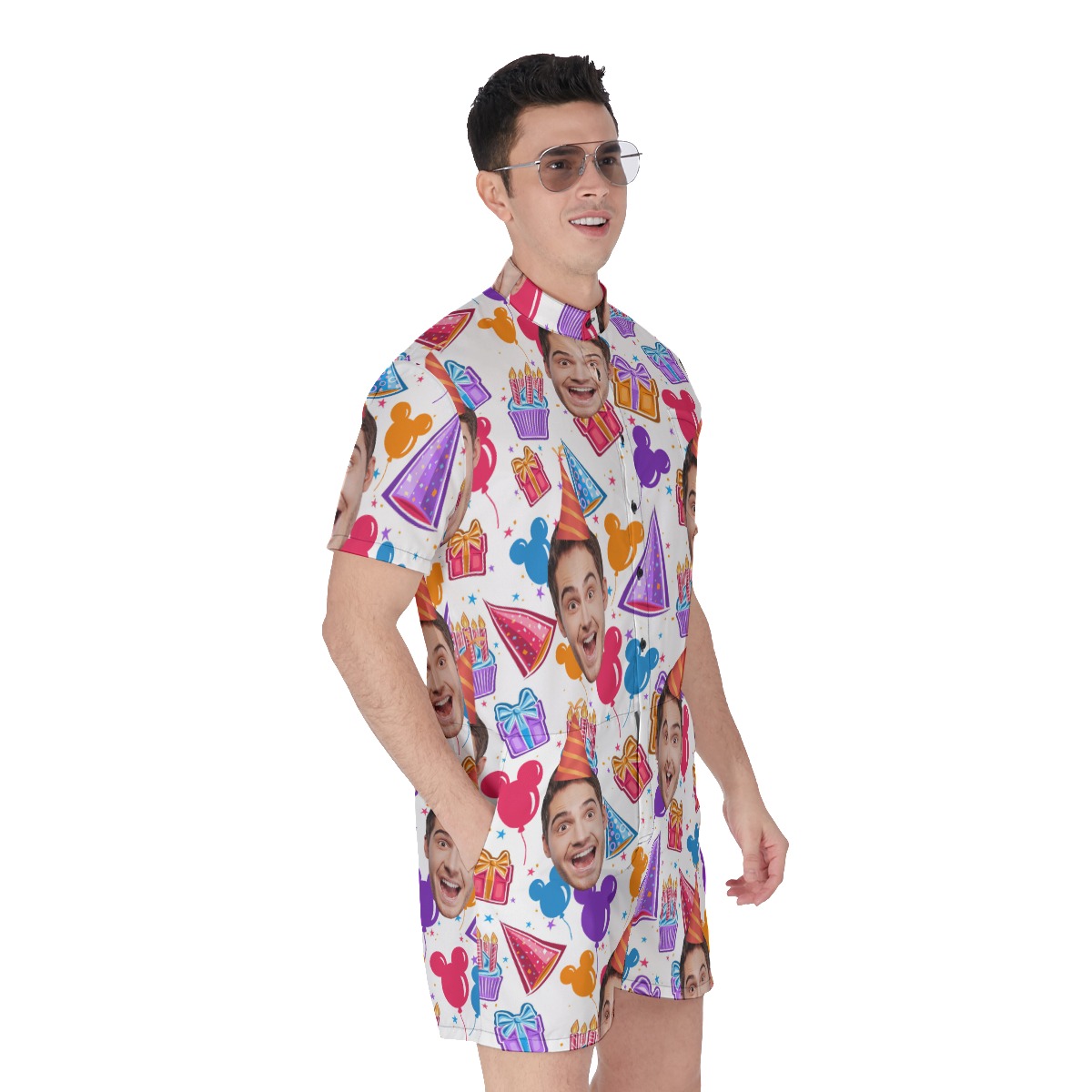 Happy Birthday Custom Face Hawaiian Romper For Men