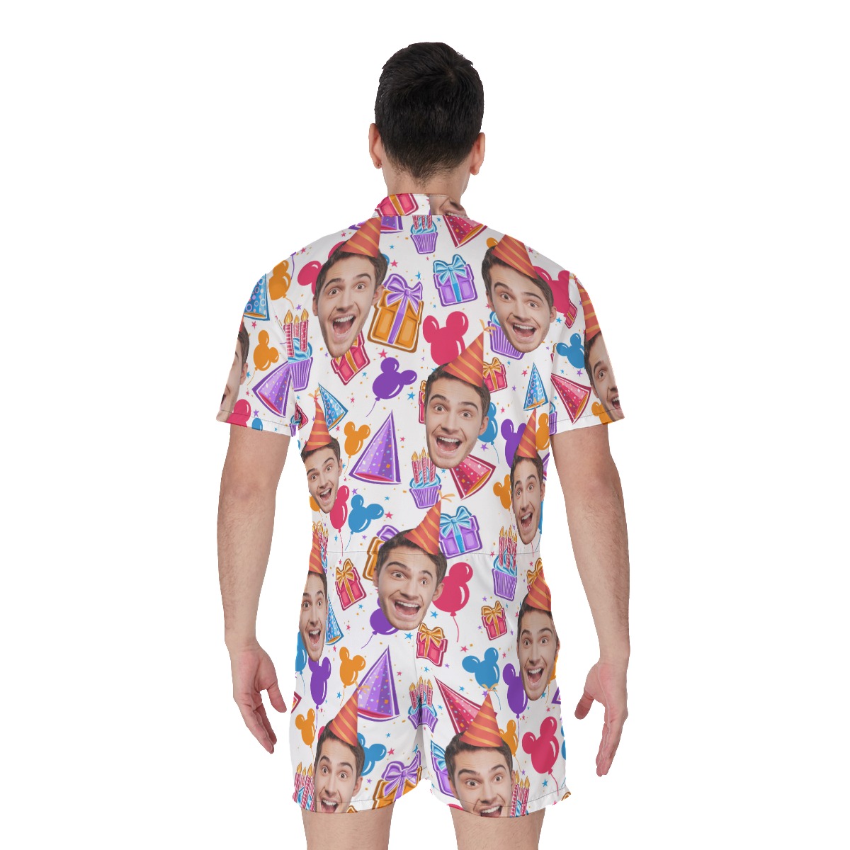 Happy Birthday Custom Face Hawaiian Romper For Men