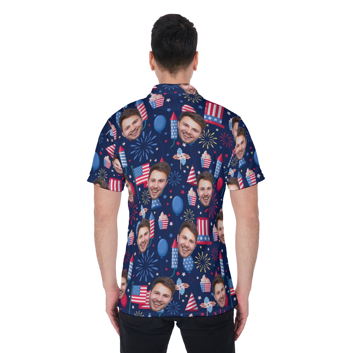 Patriotic Day Custom Face Men's Polo Shirt