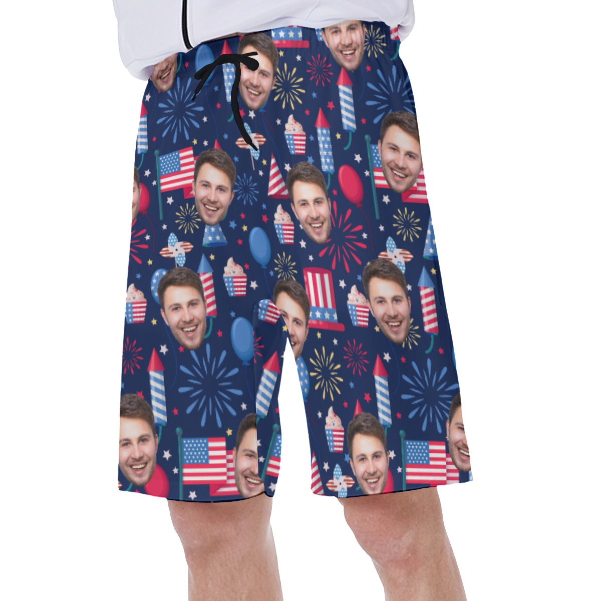 Funny Custom Face Patriotic Men's Swim Trunks