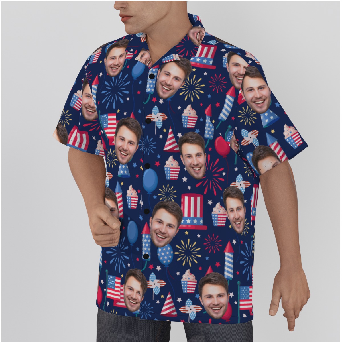 4th Of July Custom Face Hawaiian Shirt For Men
