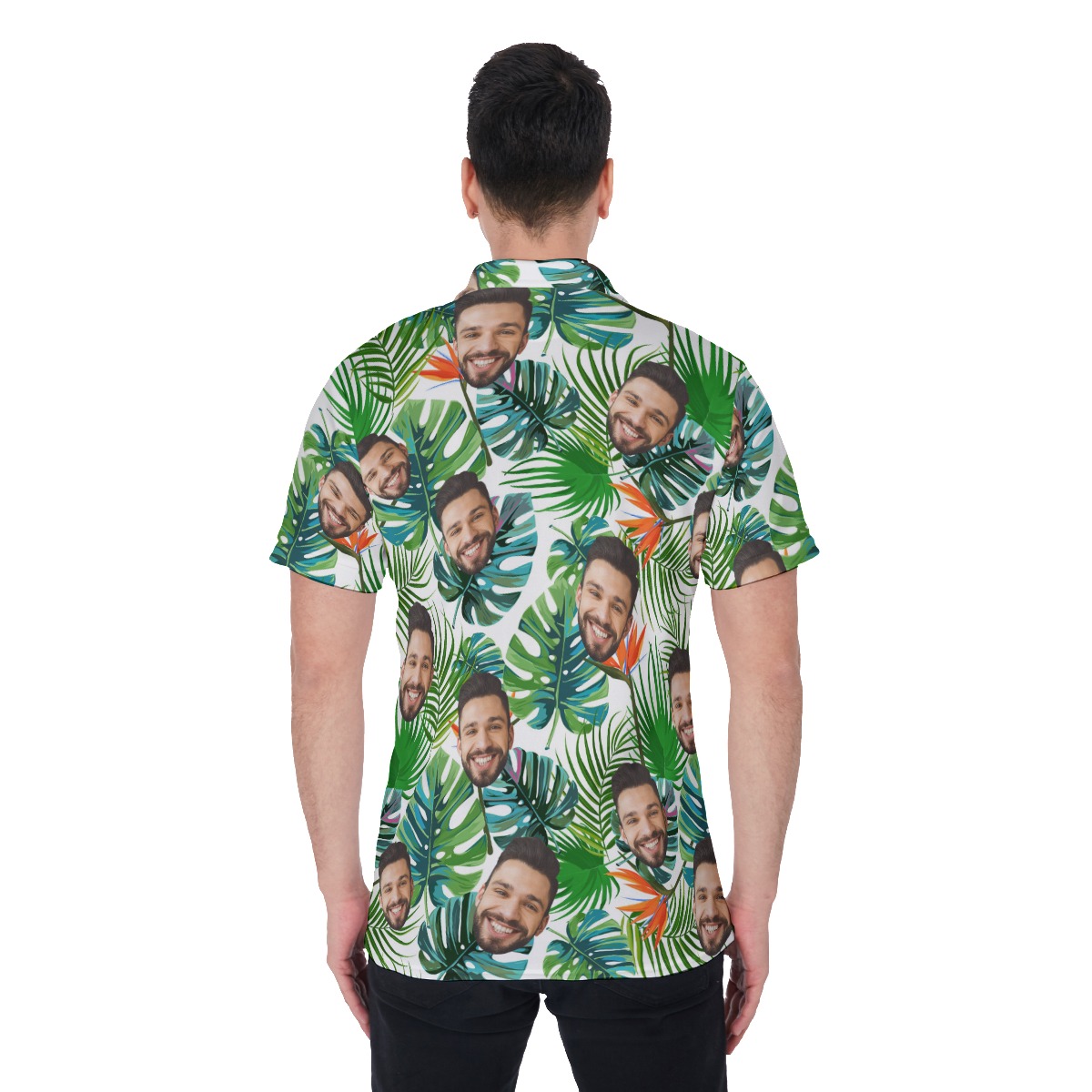 Funny Custom Face Tropical Collared Shirt For Men