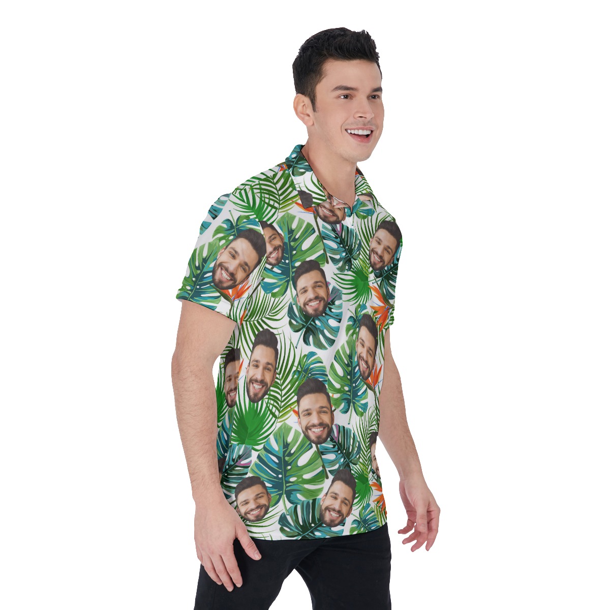 Funny Custom Face Tropical Collared Shirt For Men