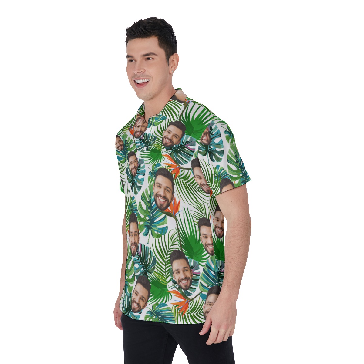 Funny Custom Face Tropical Collared Shirt For Men