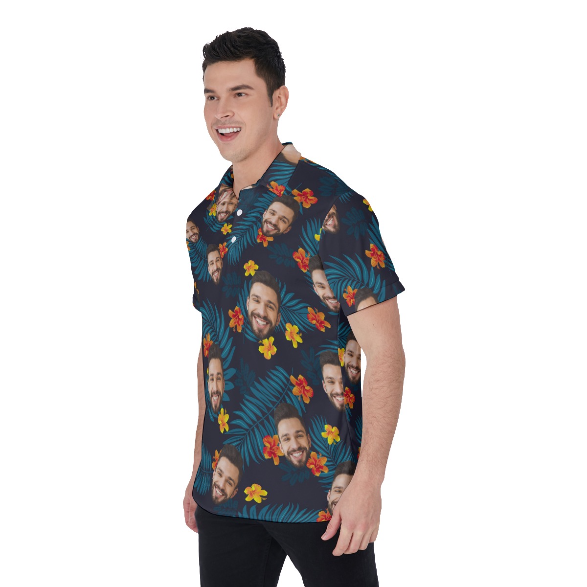 Tropical Multiple Custom Face Men's Polo Shirt