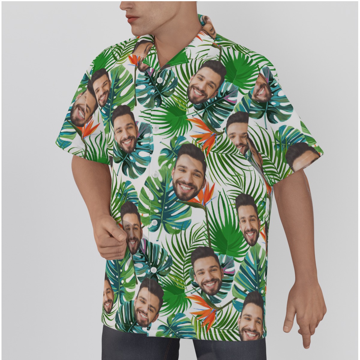 Funny Custom Face Tropical Hawaiian Shirt For Men