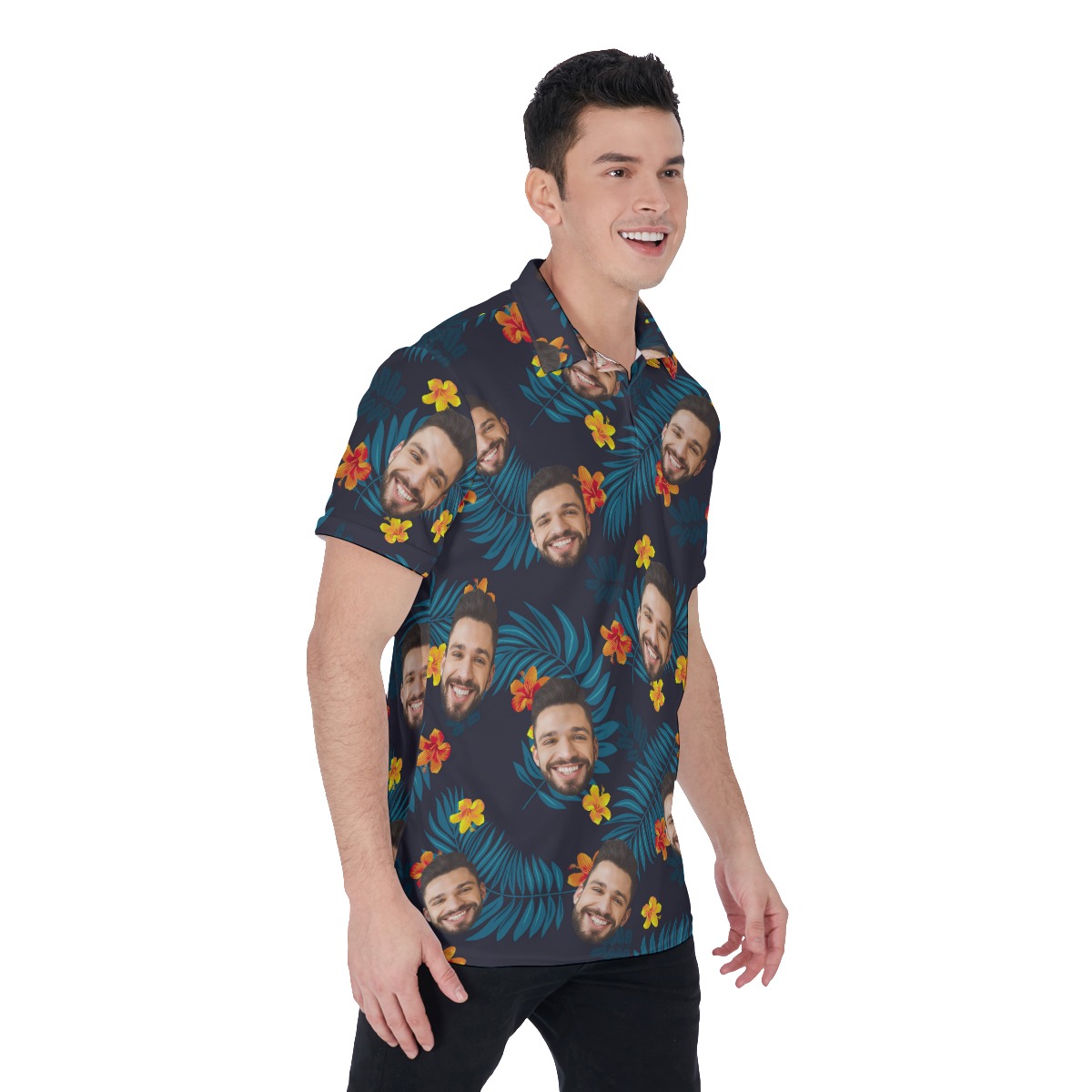 Tropical Multiple Custom Face Men's Polo Shirt