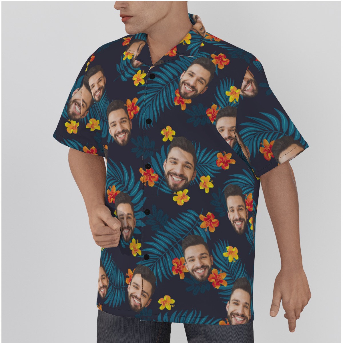 Tropical Multiple Custom Face Button Up Shirt
