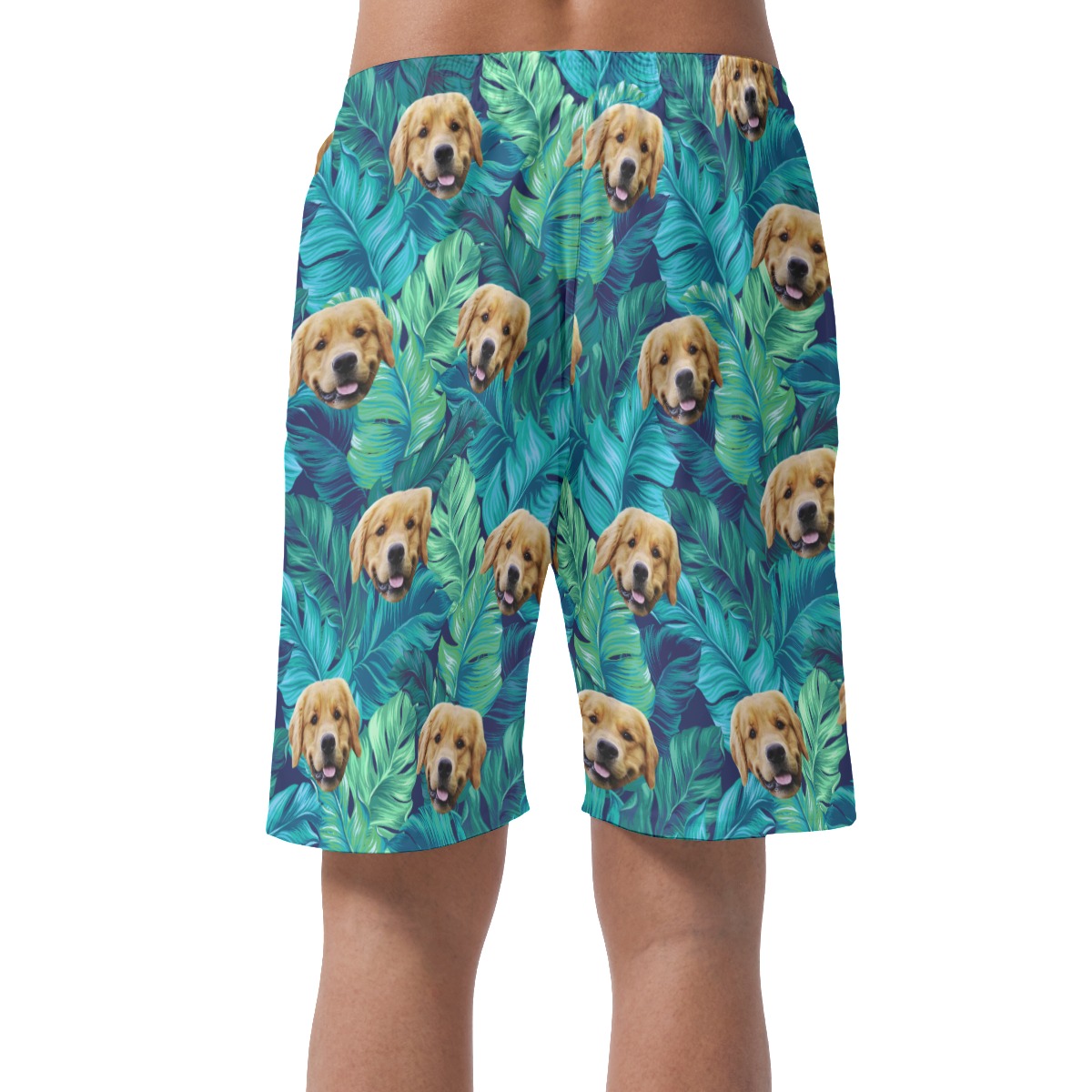Custom Tropical Leaves Hawaiian Shorts With Dog Face