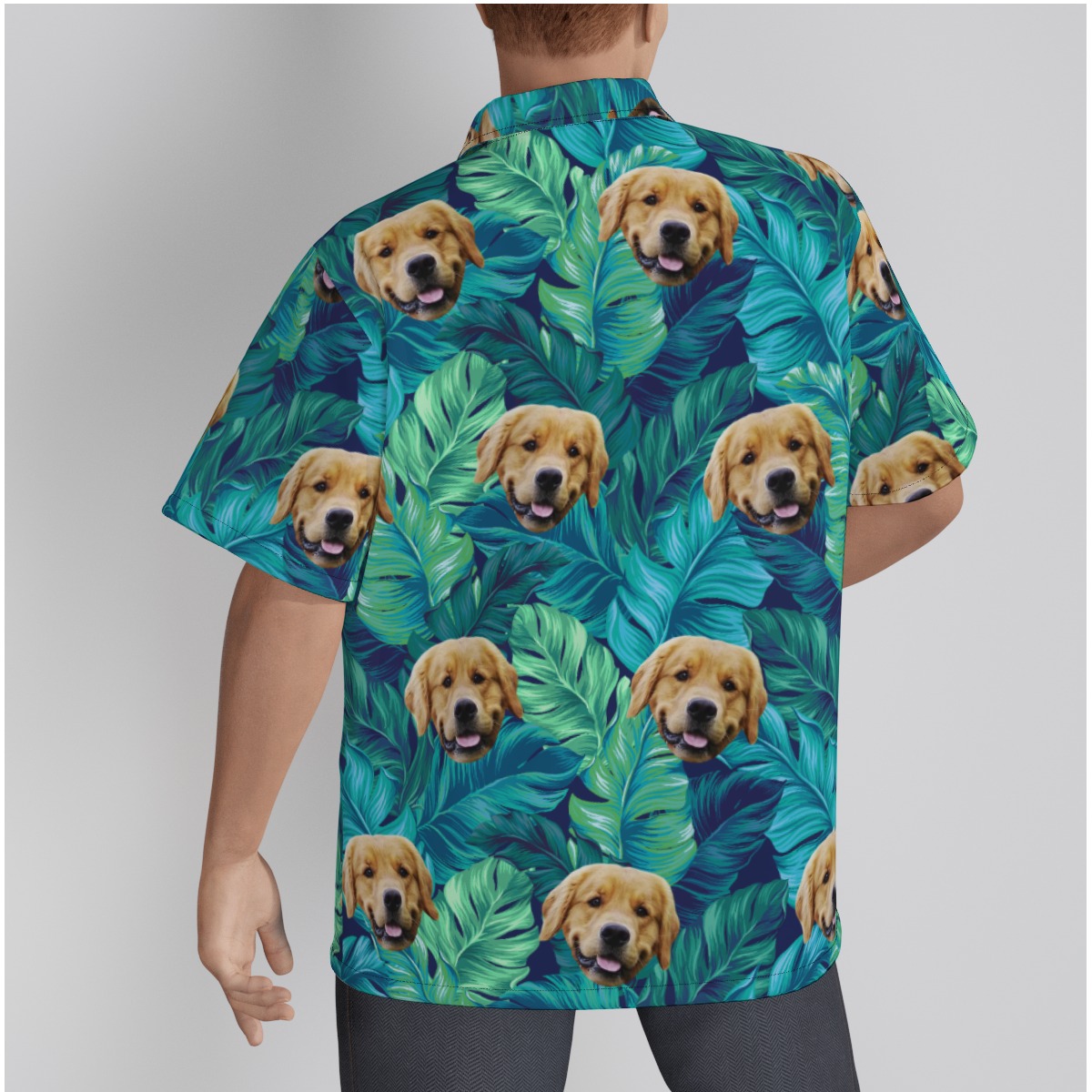 Tropical Leave Custom Pet Face Hawaiian Shirt