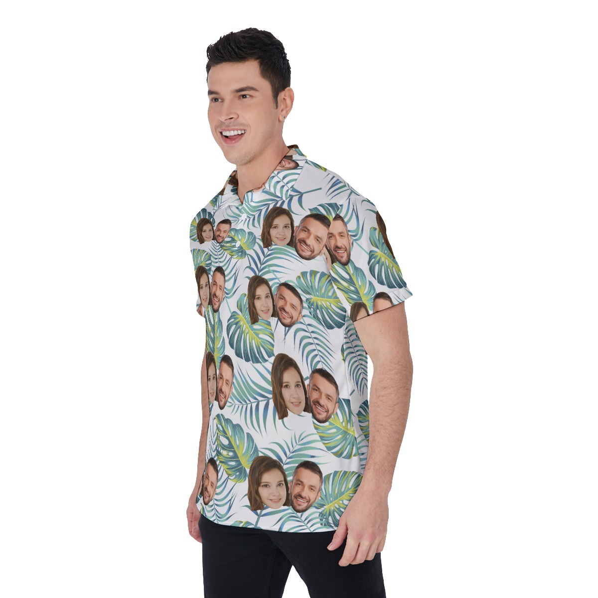 Custom Multiple Faces Polo Golf Men Shirt with Areca Palm and Monstera Leaves