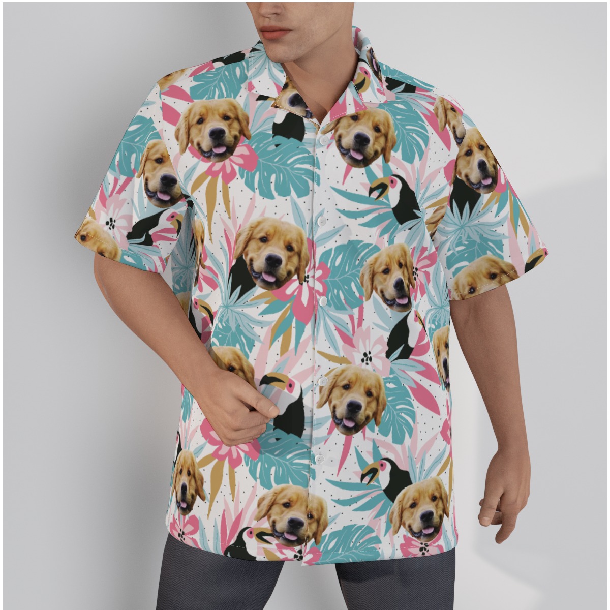 Tropical Toucans Custom Dog Face Hawaiian Shirt - variant image 1