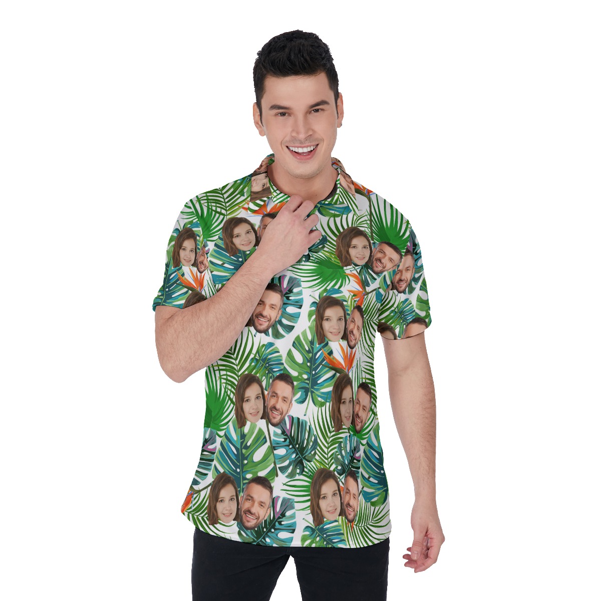 Tropical Leaf Custom 2 Face Men's Polo Shirt - variant image 1