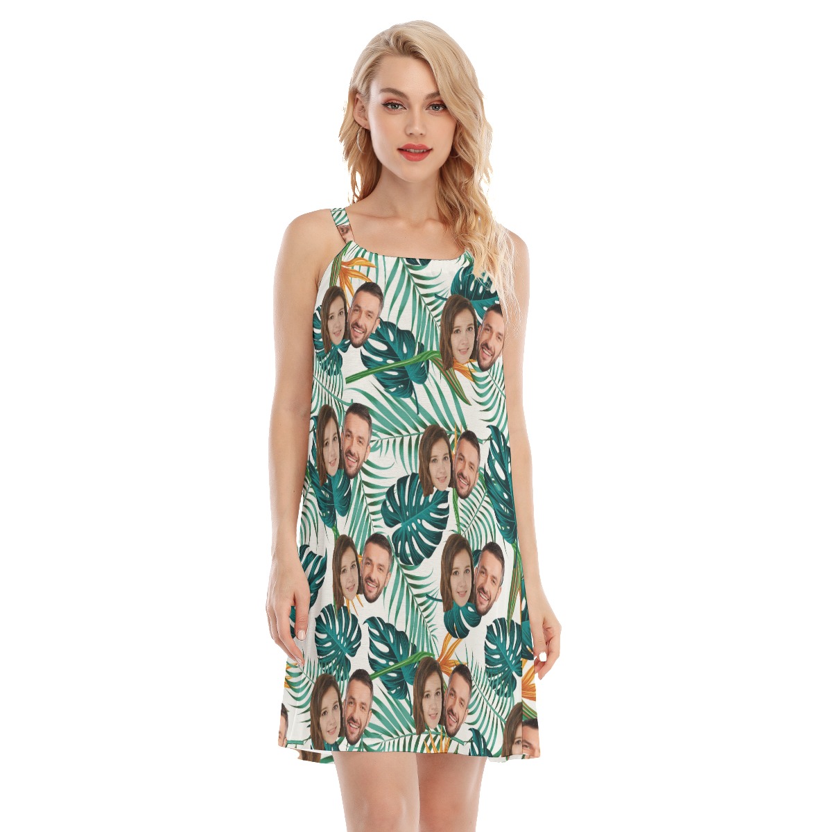 Cute Women's Cami Dress With Custom Couple Faces - variant image 1