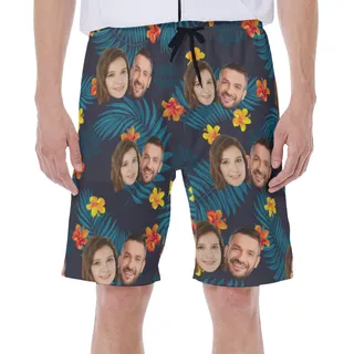 Cool 2 Faces Couple Men's Swim Trunks