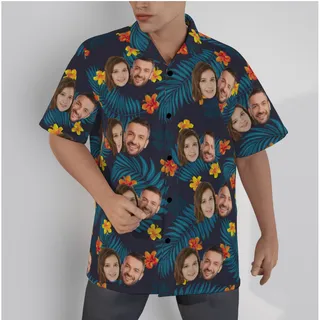Custom Face Couple Tropical Hawaiian Shirt For Men