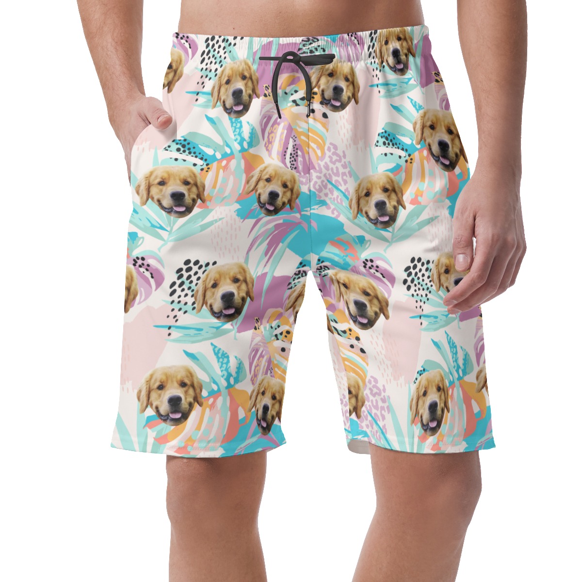 Customized Tropical Hawaiian Beach Shorts With Dog Face - variant image 1