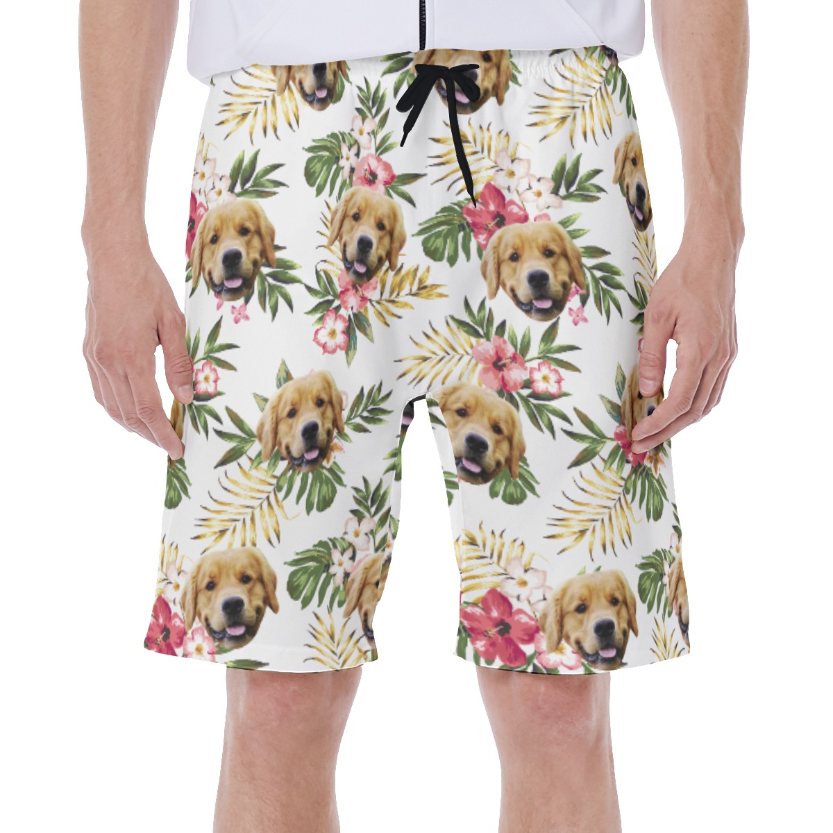 Custom Floral Hawaiian Swimwear For Men With Dog Face - variant image 1