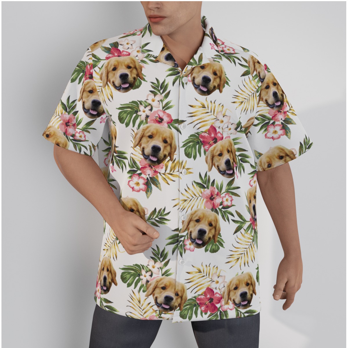 Custom Floral Hawaiian Shirt With Dog Face - variant image 1