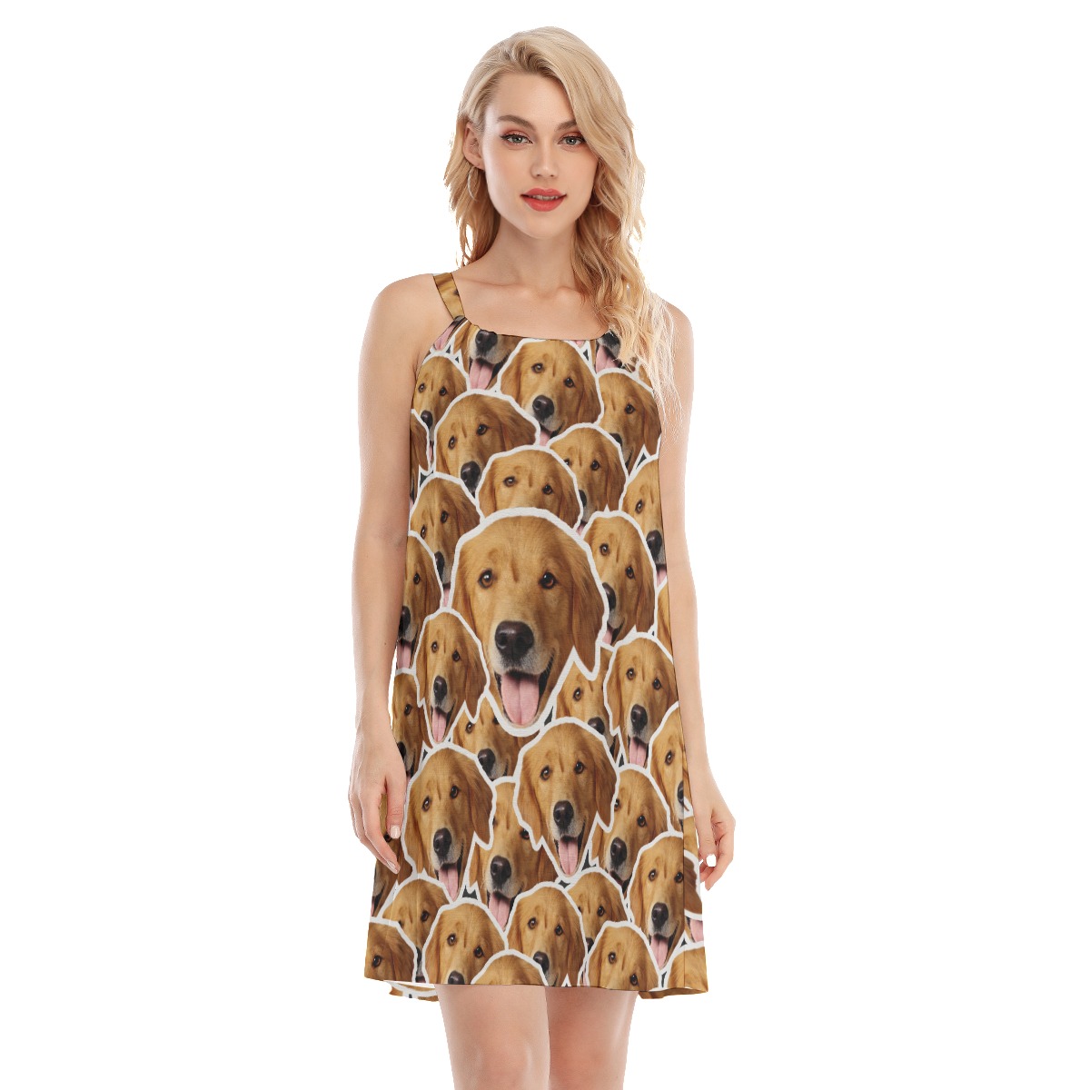 Personalized Hawaiian Cami Dress With Multiple Dog Faces - variant image 1