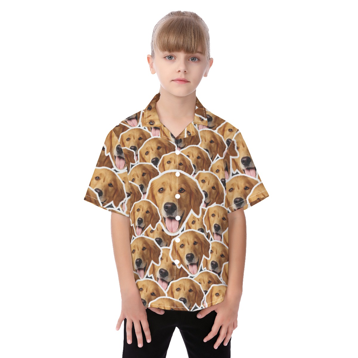 Custom Kid's Hawaiian Shirt With Multiple Dog Faces - variant image 1