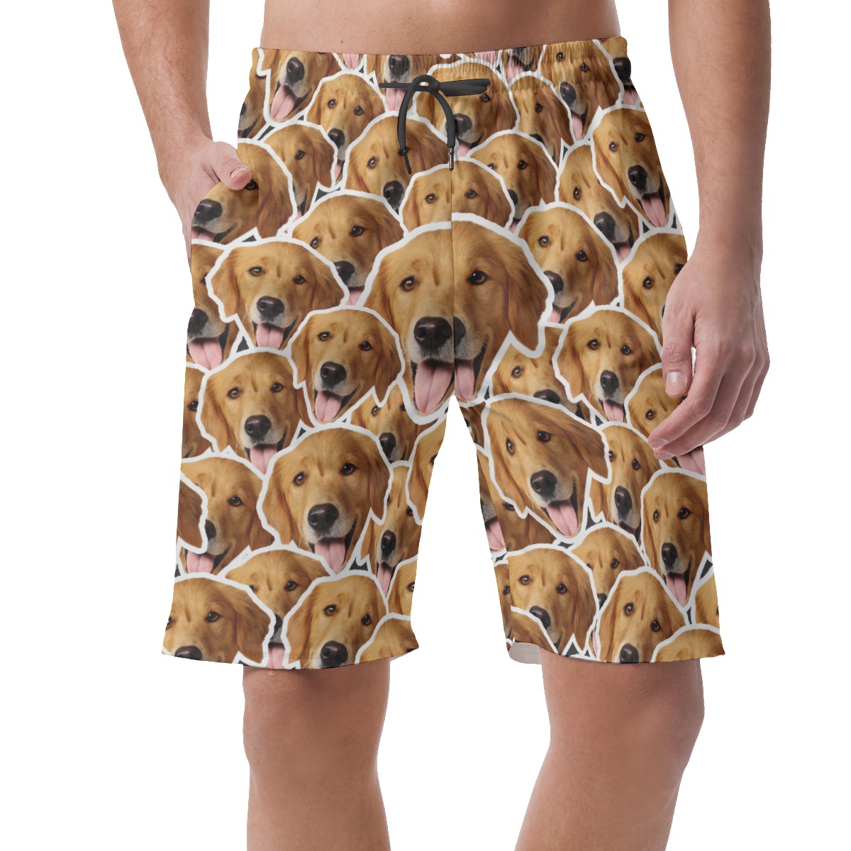 Funny Custom Multiple Dog Faces Hawaiian Beach Shorts For Men - variant image 1