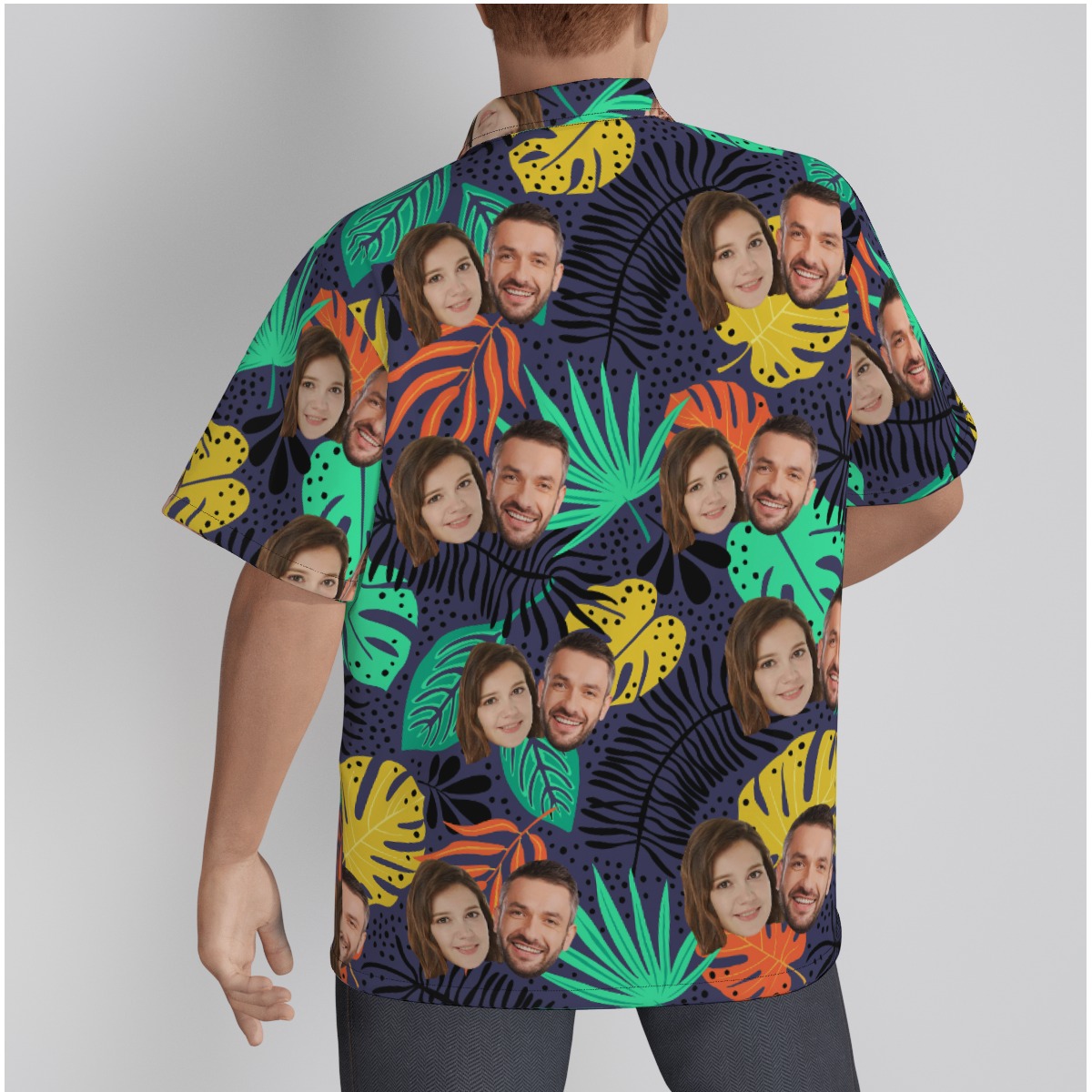 Tropical Leaf Hawaiian Shirt With Custom Couple Faces