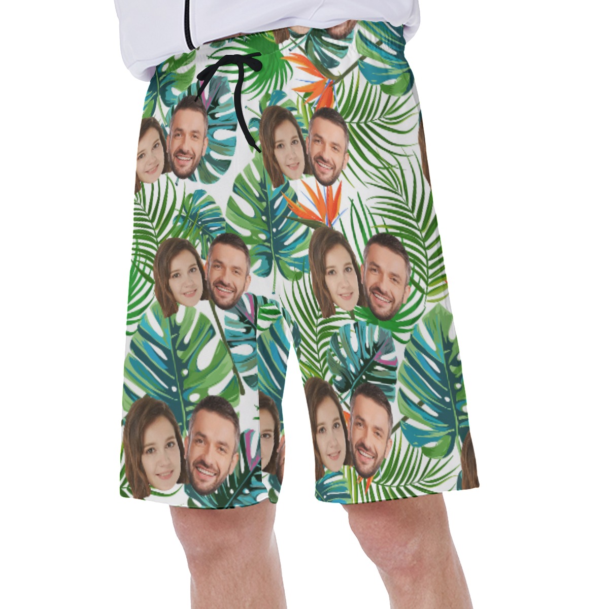 Funny Couple Faces Men's Hawaiian Swim Trunks