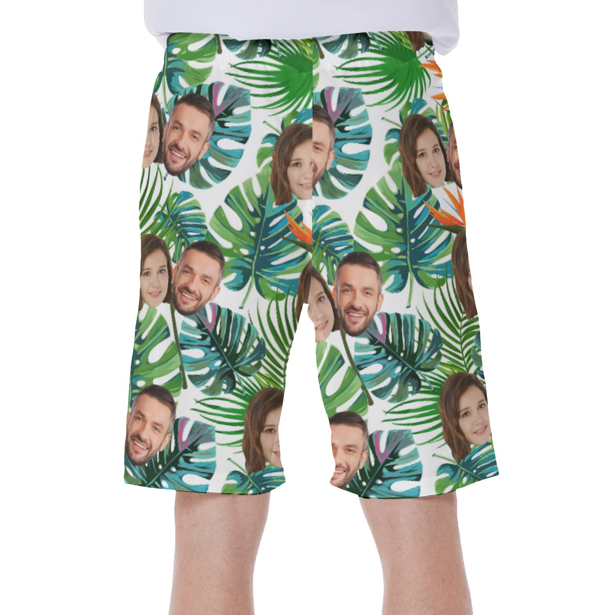 Funny Couple Faces Men's Hawaiian Swim Trunks