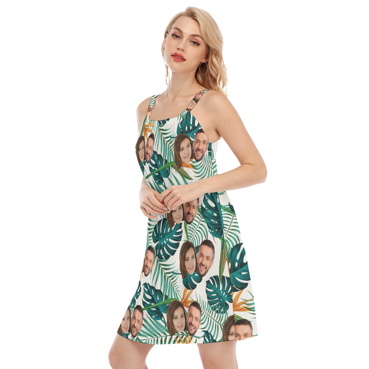 Cute Women's Cami Dress With Custom Couple Faces