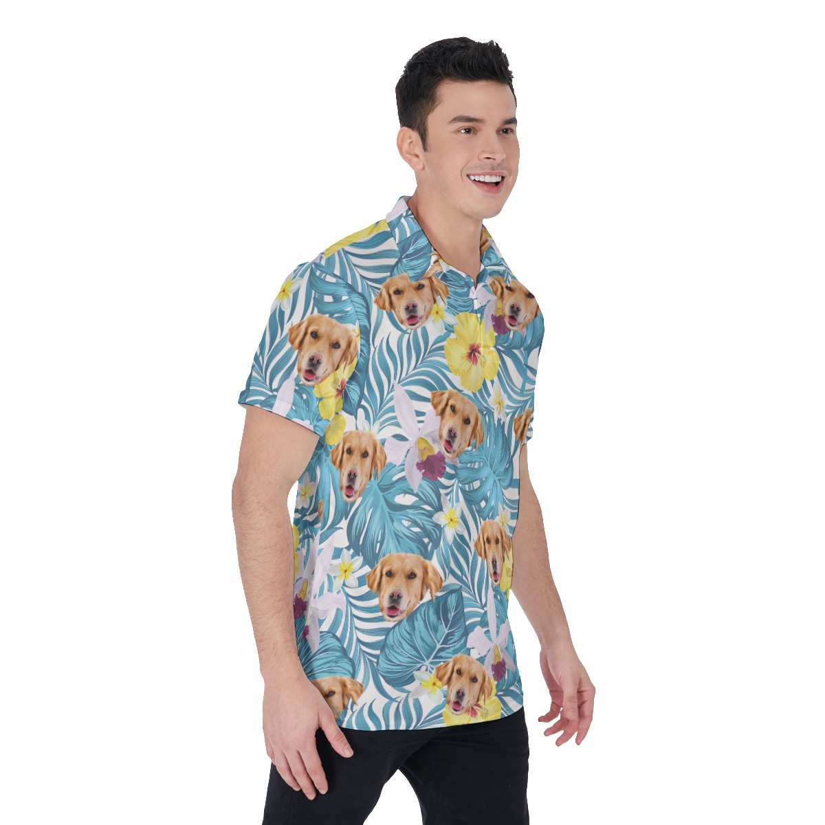 Men's Custom Face Pet Tropical Polo Shirt