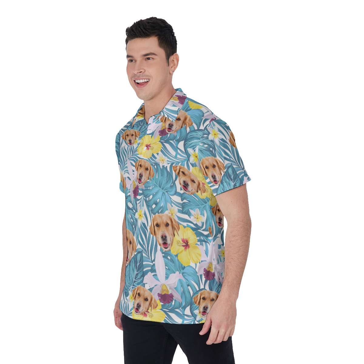 Men's Custom Face Pet Tropical Polo Shirt