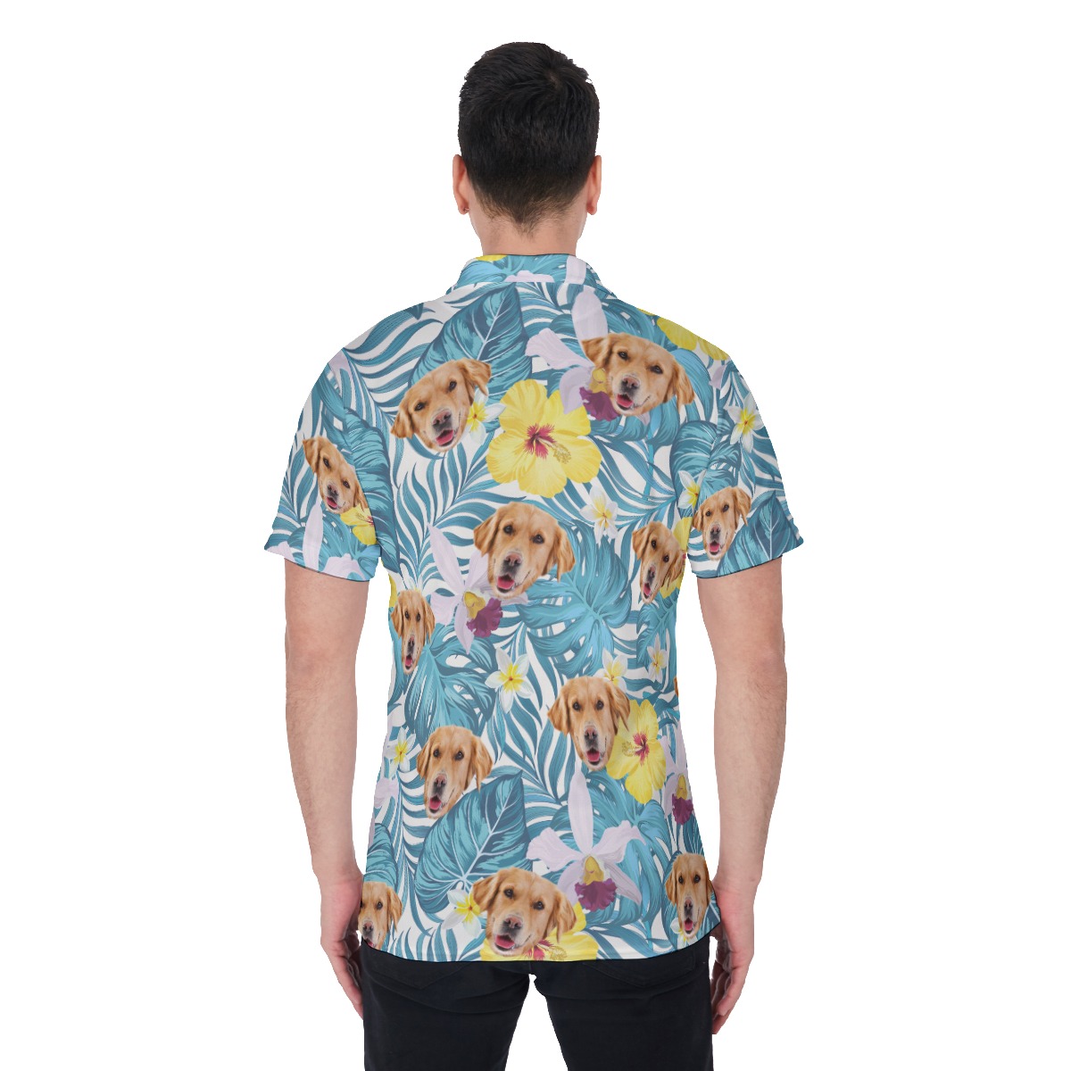 Men's Custom Face Pet Tropical Polo Shirt