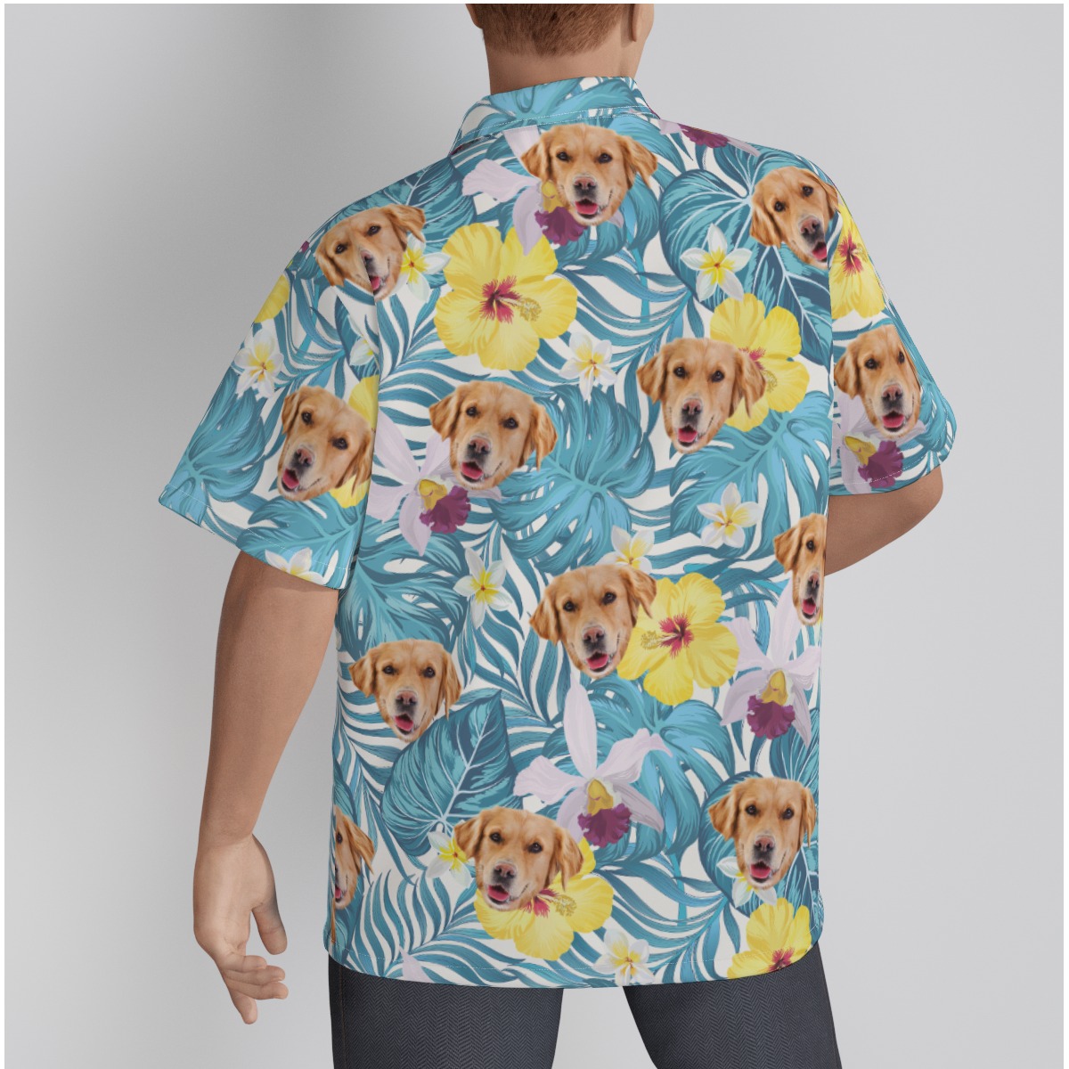 Hibiscus Hawaiian Shirt With Dog Face For Men