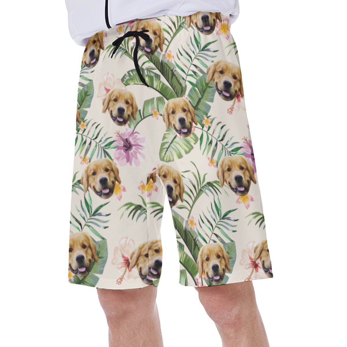 Custom Hibicus Hawaiian Swim Trunks With Dog Face