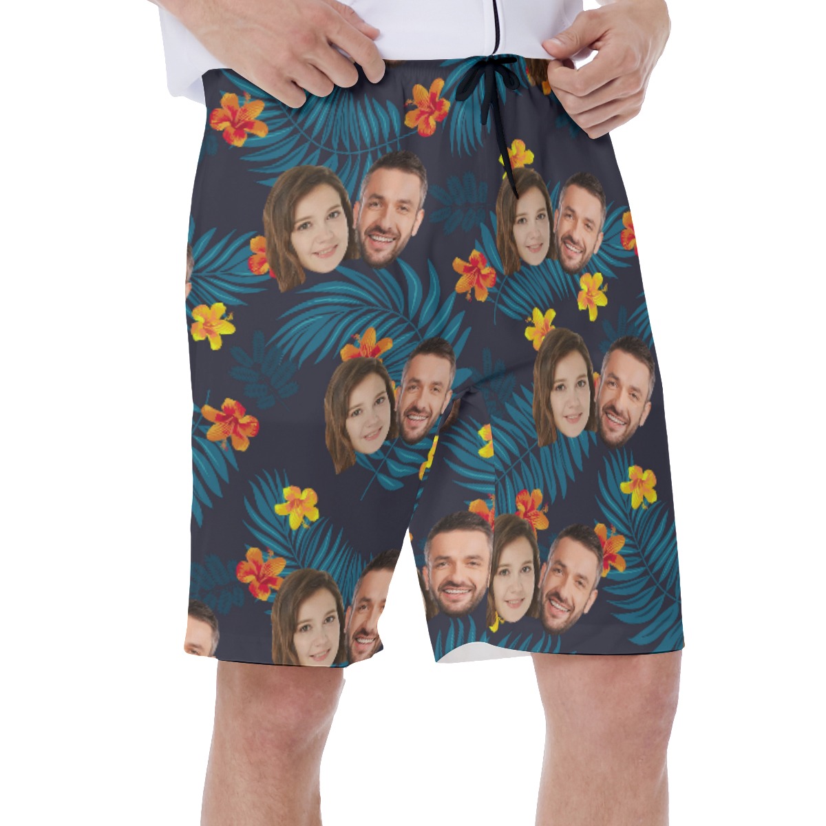 Cool 2 Faces Couple Men's Swim Trunks