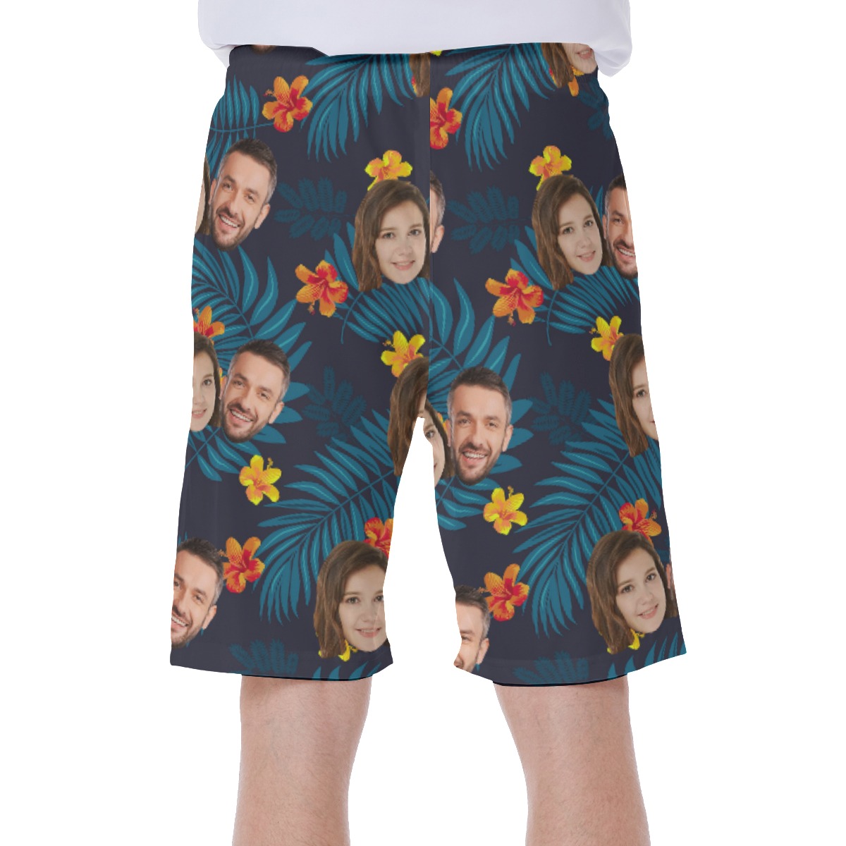 Cool 2 Faces Couple Men's Swim Trunks