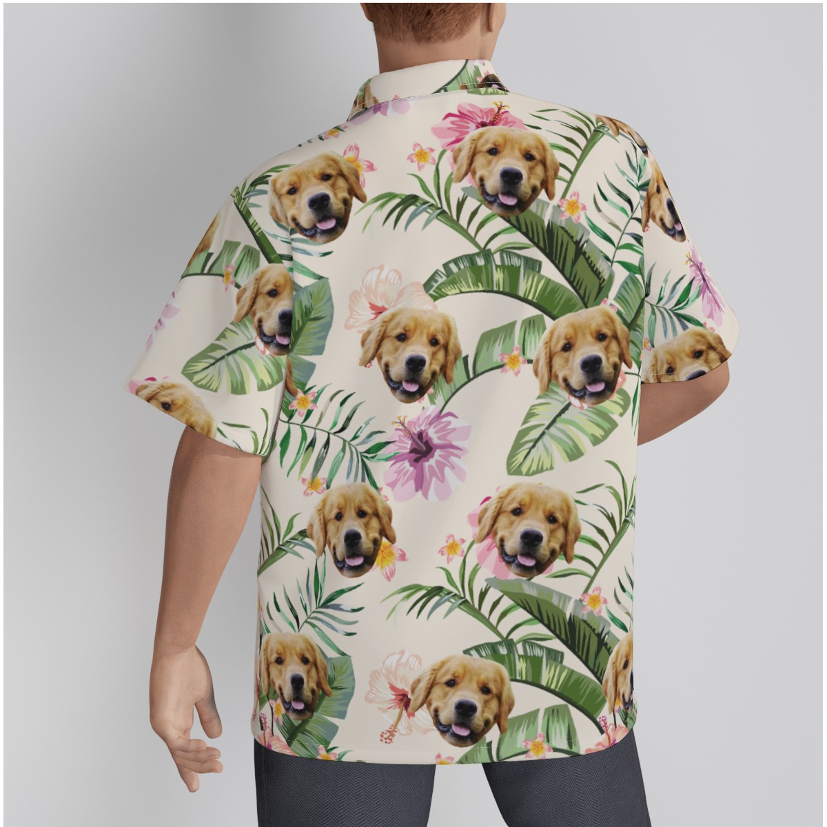 Tropical Hibicus Custom Dog Face Hawaiian Shirt