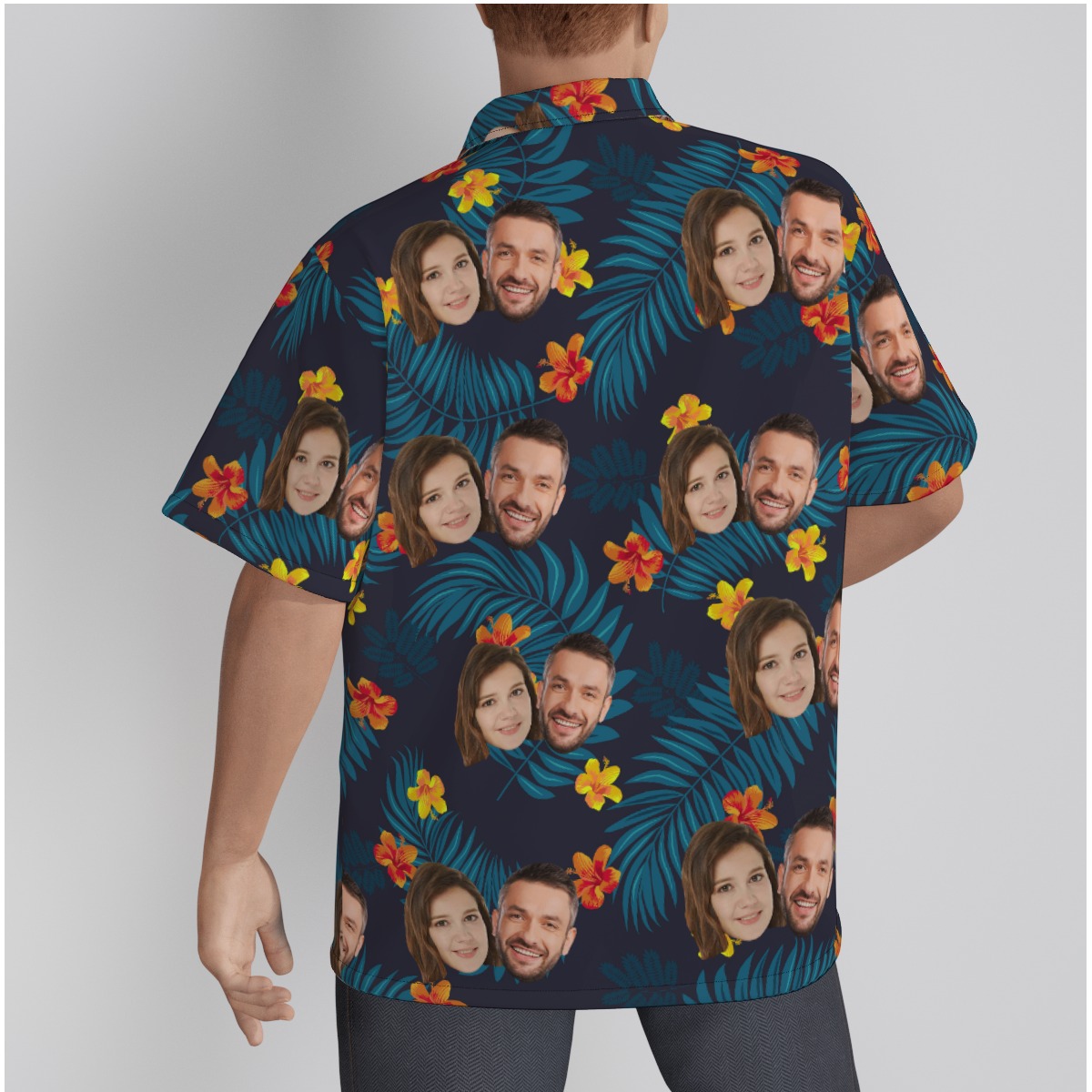 Custom Face Couple Tropical Hawaiian Shirt For Men